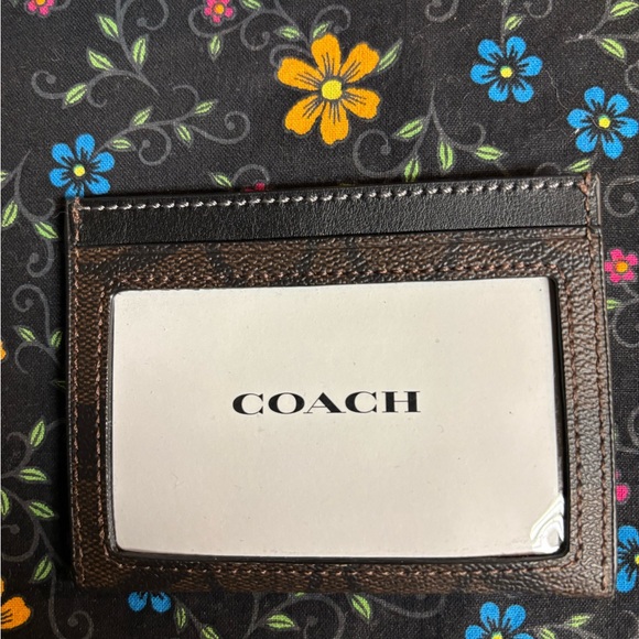 Coach Signature Brown and Black Card Holder - Picture 2 of 3